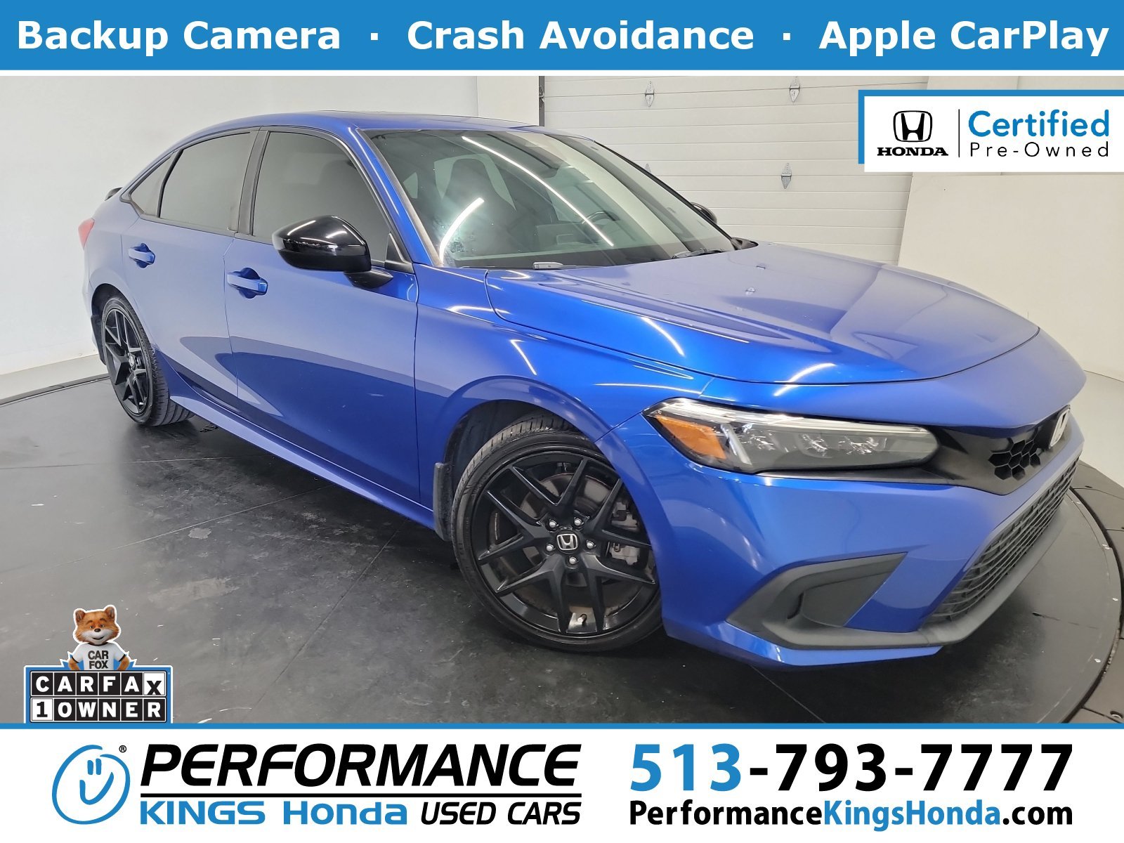 Certified Used 2022 Aegean Blue Metallic Honda SI image 34