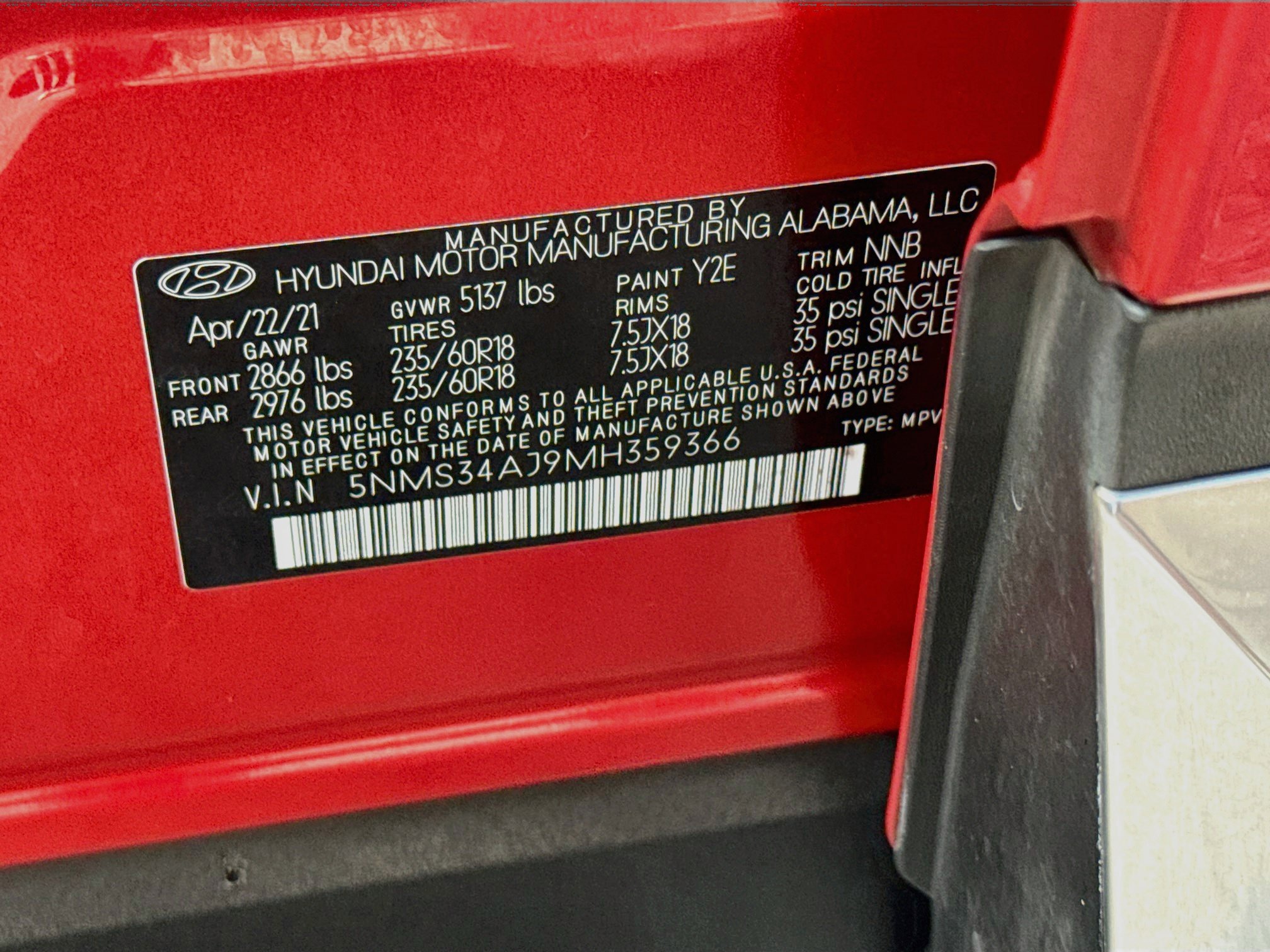 Used 2021 Calypso Red Hyundai SEL image 35