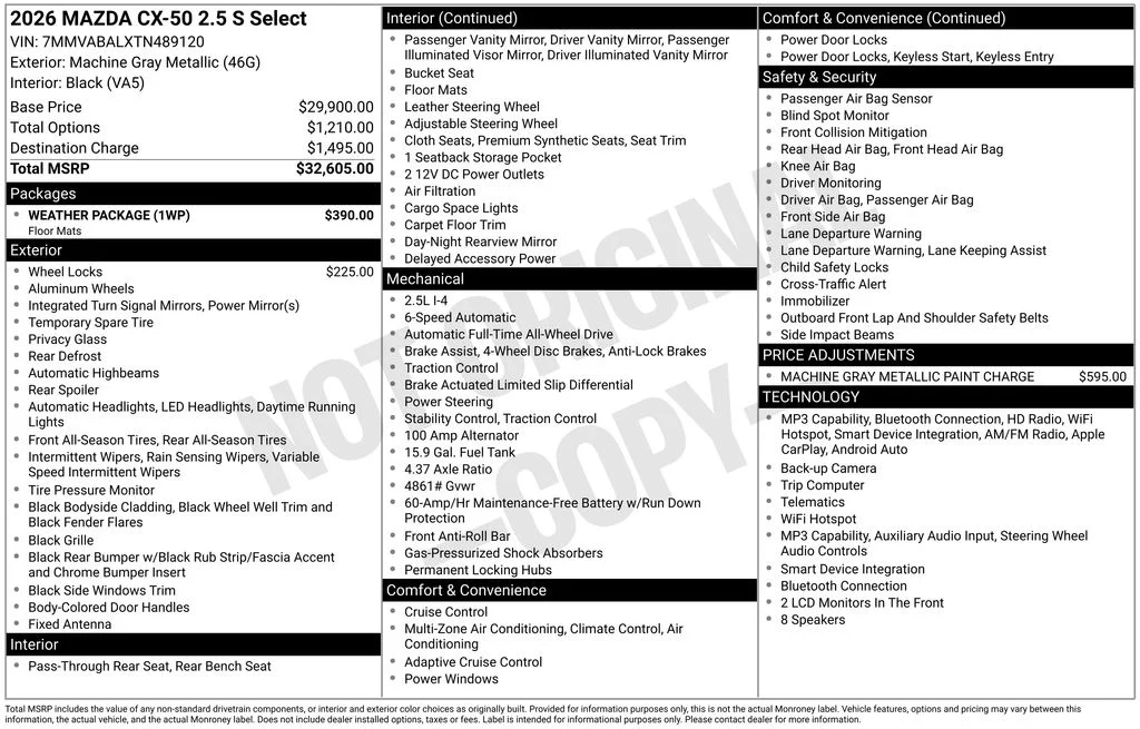 New 2026 Machine Gray Metallic Mazda 2.5 S Select image 2