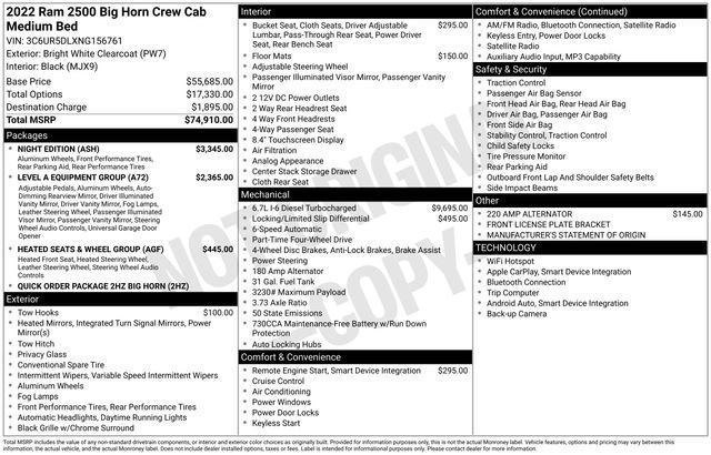 Used 2022 Bright White Clearcoat Ram Big Horn image 16
