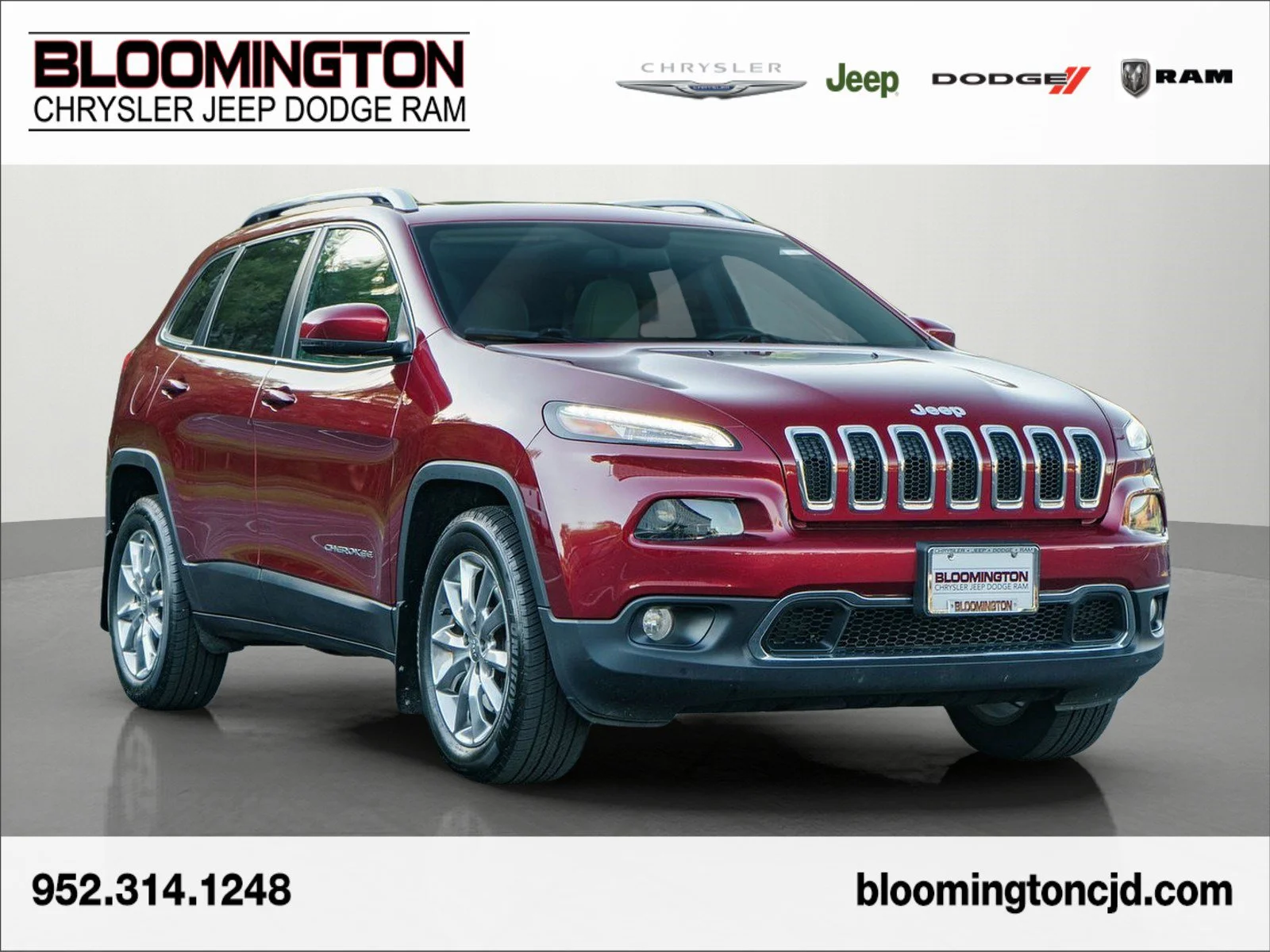 Used 2016 Deep Cherry Red Crystal Pearlcoat Jeep Limited image 1
