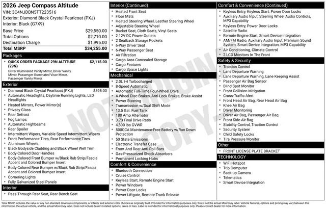 New 2026 Diamond Black Crystal Pearl-Coat Exterior Paint Jeep Latitude image 30