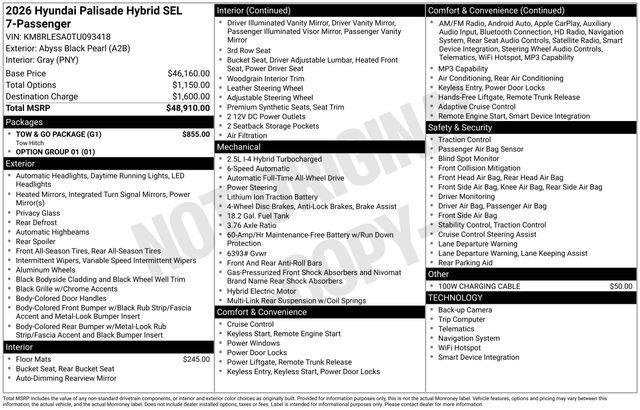 New 2026 Black Hyundai SEL 7P image 39