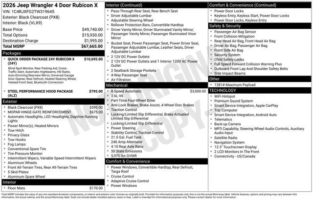 New 2026 Black Clearcoat Jeep Rubicon X image 29