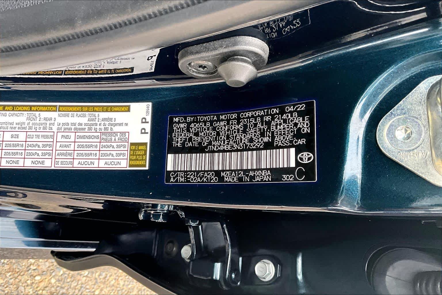 Certified Used 2022 Galactic Aqua Mica Toyota SE image 36