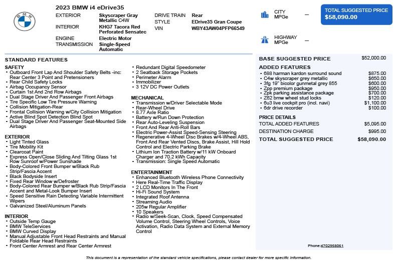 Used 2023 Gray BMW eDrive35 image 3