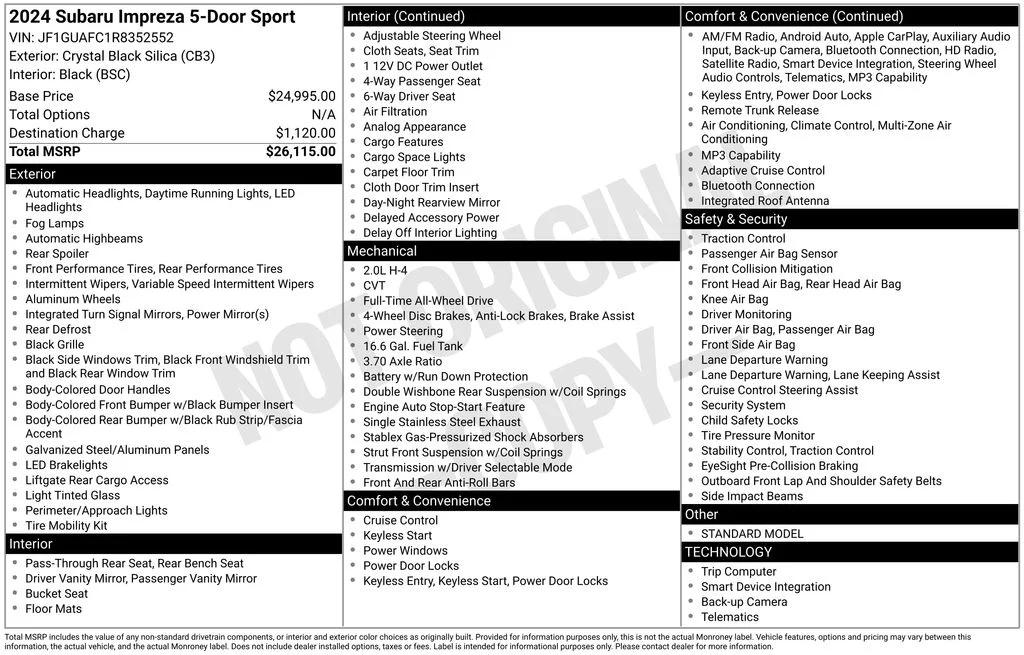 Used 2024 Black Subaru Sport image 7