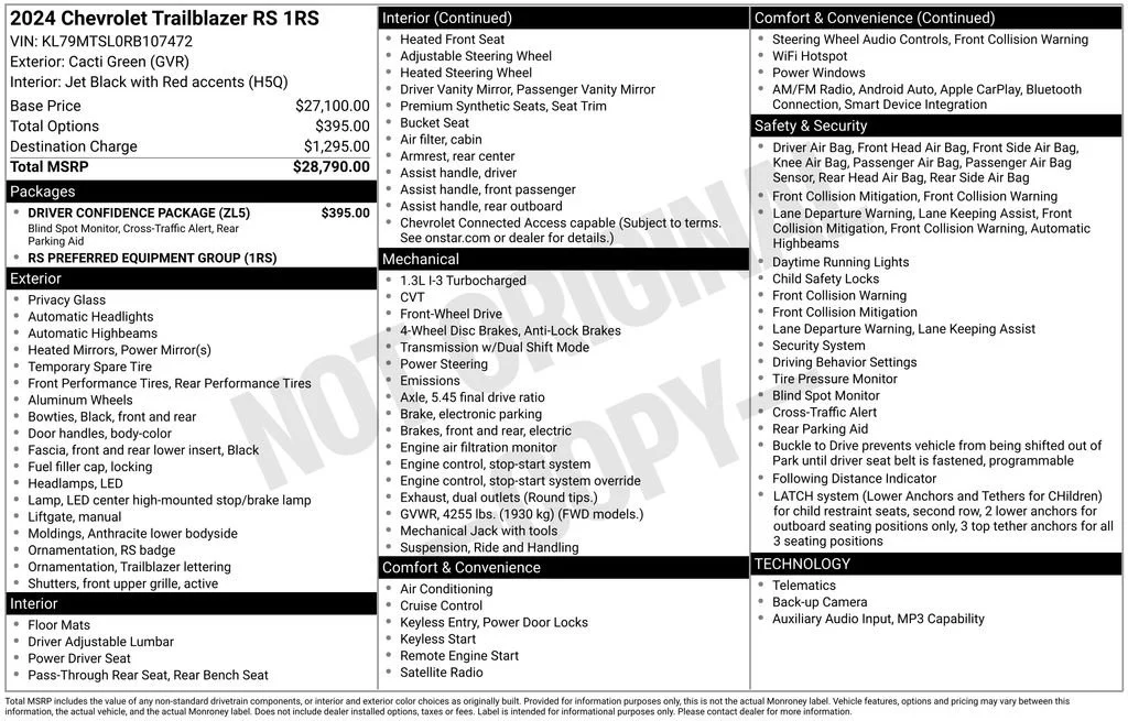 Used 2024 Cacti Green Chevrolet RS image 7