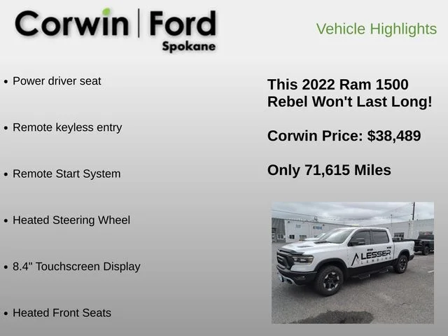 Used 2022 Bright White Clearcoat Ram Rebel image 6