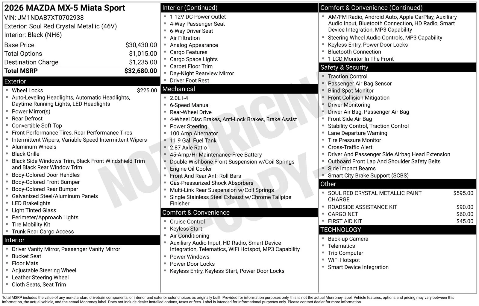 New 2026 Soul Red Crystal Metallic Mazda Sport image 4