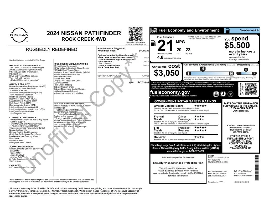 Used 2024 Black Nissan Rock Creek 4WD image 1