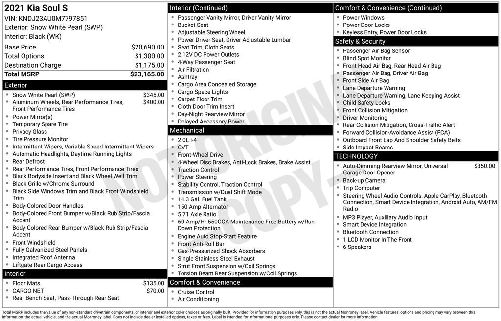 Used 2021 White Kia S image 2