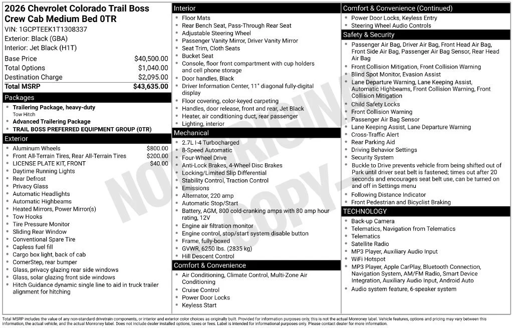 New 2026 Black Chevrolet Trail Boss image 8