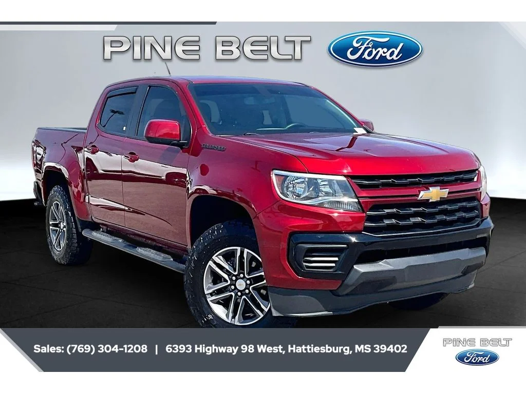 Certified Used 2021 Cherry Red Tintcoat Chevrolet 2WD Work Truck image 1