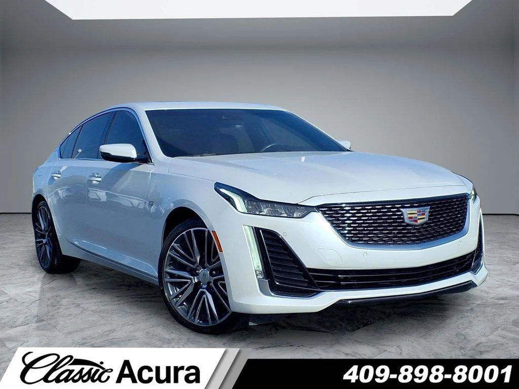 Used 2023 Crystal White Tricoat Cadillac 4dr Sdn Premium Luxury image 1