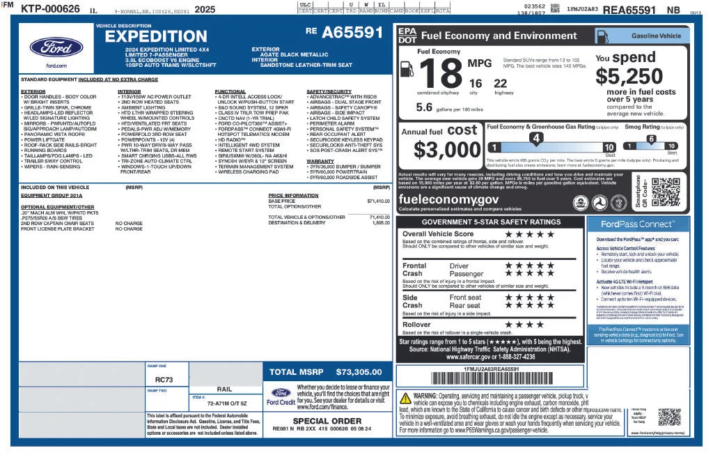 Used 2024 Agate Black Metallic Ford Limited image 9