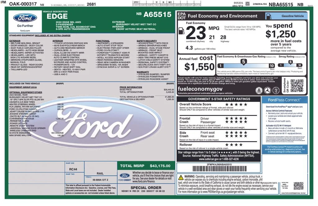 Used 2022 Burgundy Velvet Metallic Tinted Clearcoat Ford SEL image 16