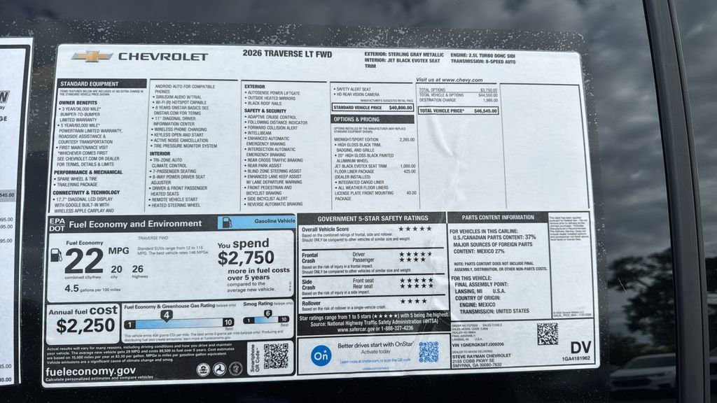 New 2026 Chevrolet Traverse LT 4D Sport Utility