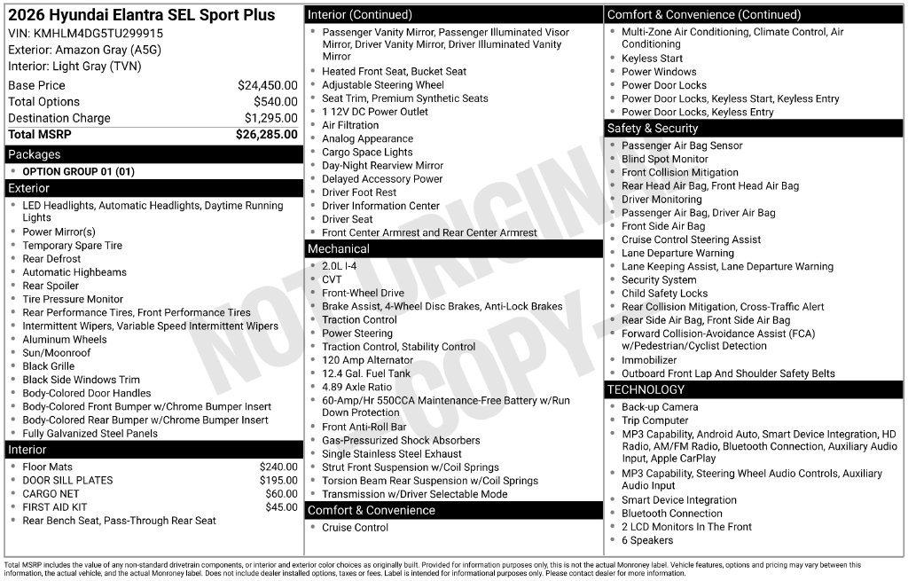 New 2026 Gray Hyundai SEL Sport Plus image 11