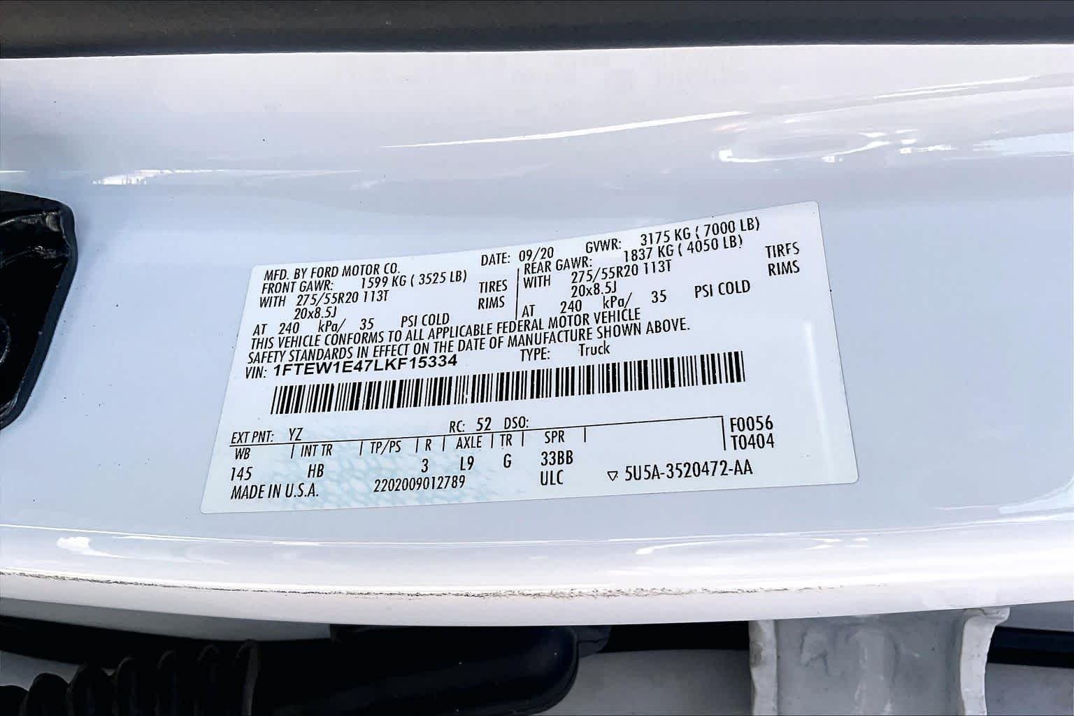 Used 2020 Oxford White Ford LARIAT image 35