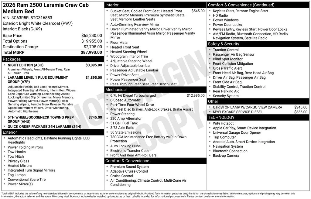 New 2026 Bright White Clear-Coat Exterior Paint RAM Laramie image 5
