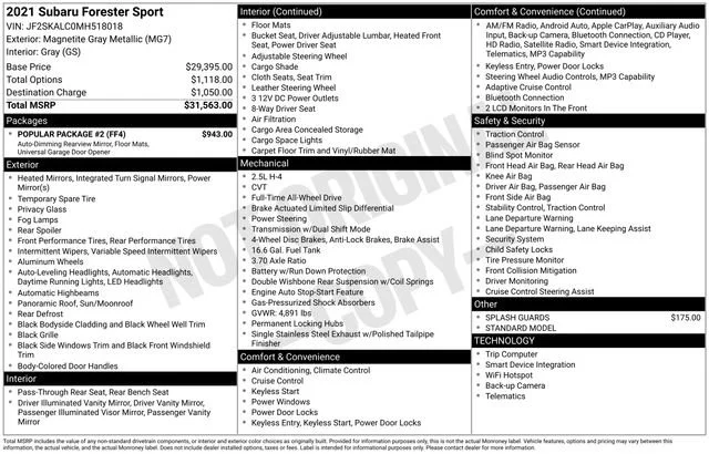 Used 2021 Magnetite Gray Metallic Subaru Sport image 17