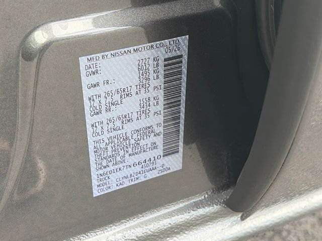 New 2026 Gun Metallic Nissan Crew Cab SV image 26