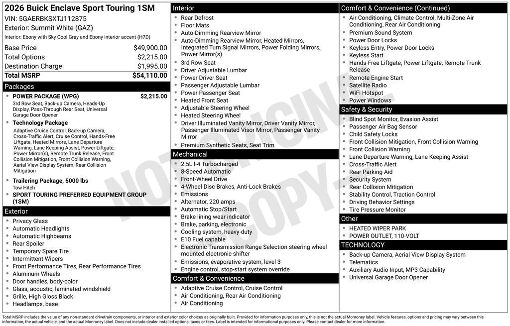 New 2026 Summit White Buick Sport Touring image 32