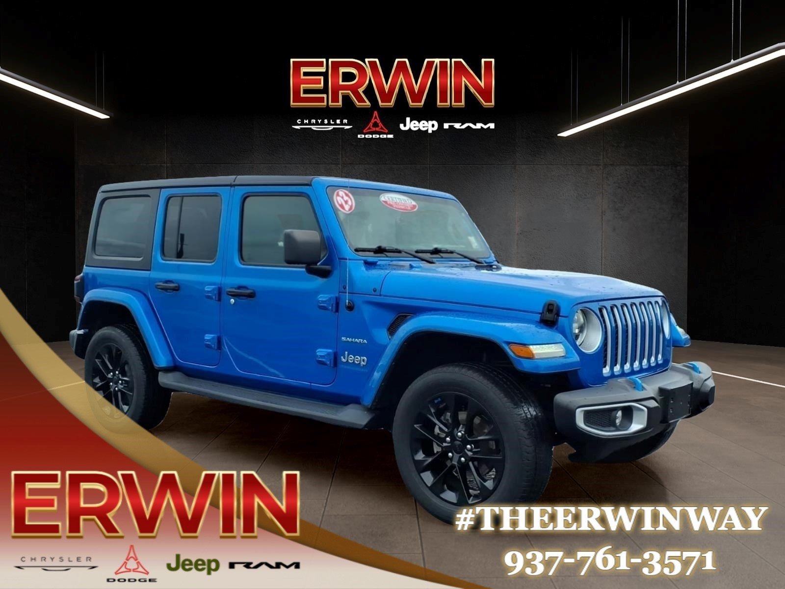 Certified Used 2023 Blue Jeep Sahara 4xe image 1