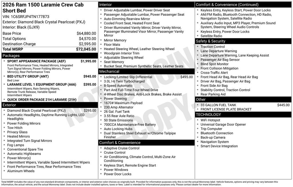 New 2026 Diamond Black Crystal Pearl-Coat Exterior Paint RAM Laramie image 2