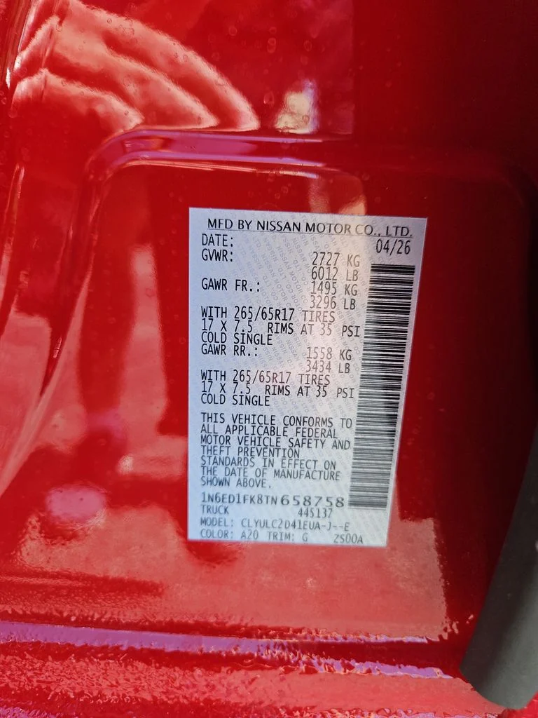 New 2026 Red Alert Nissan Crew Cab SV Long Bed image 29