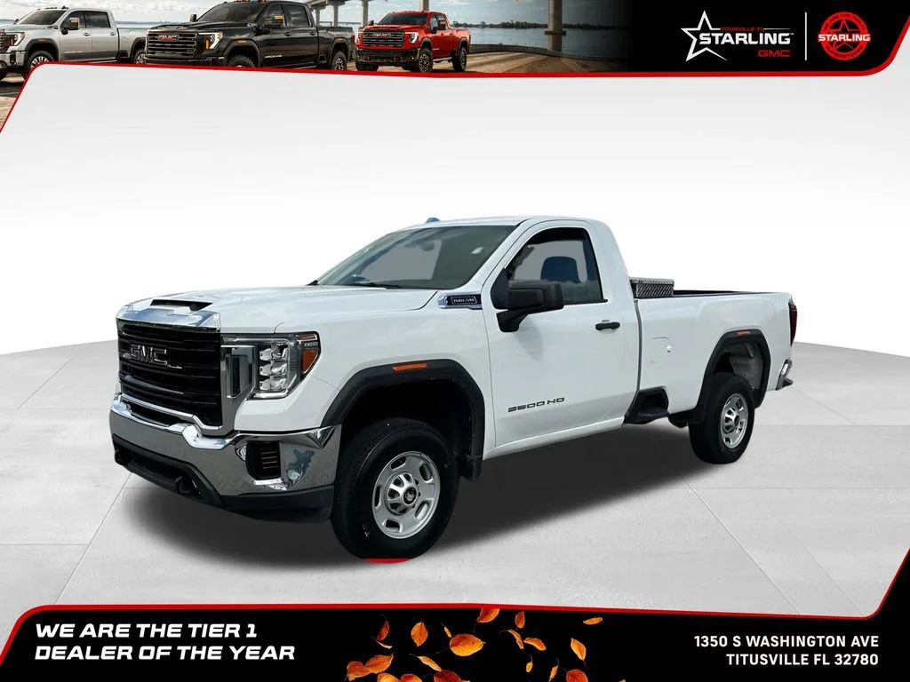 Certified Used 2021 SUMMIT WHITE GMC 2WD Regular Cab Long Bed image 1