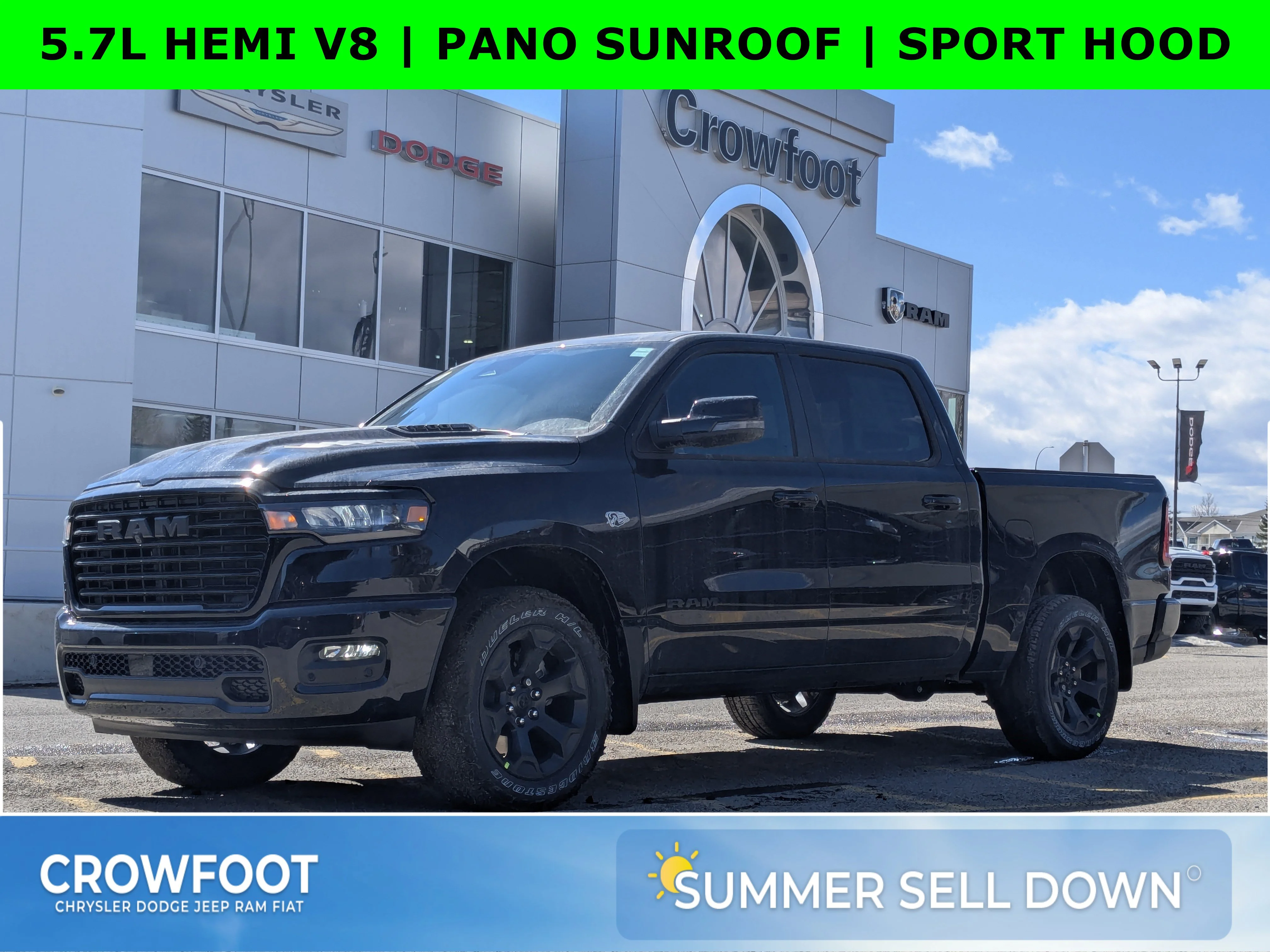 New 2026 Black RAM Sport - - Dual?Pane Panoramic Sunroof - Steel Sport Hood - Trailer Brake Control - 5.7L HEMI V8 eTor image 1