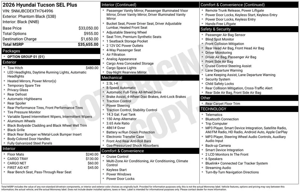 New 2026 Phantom Black Hyundai SEL Plus image 3