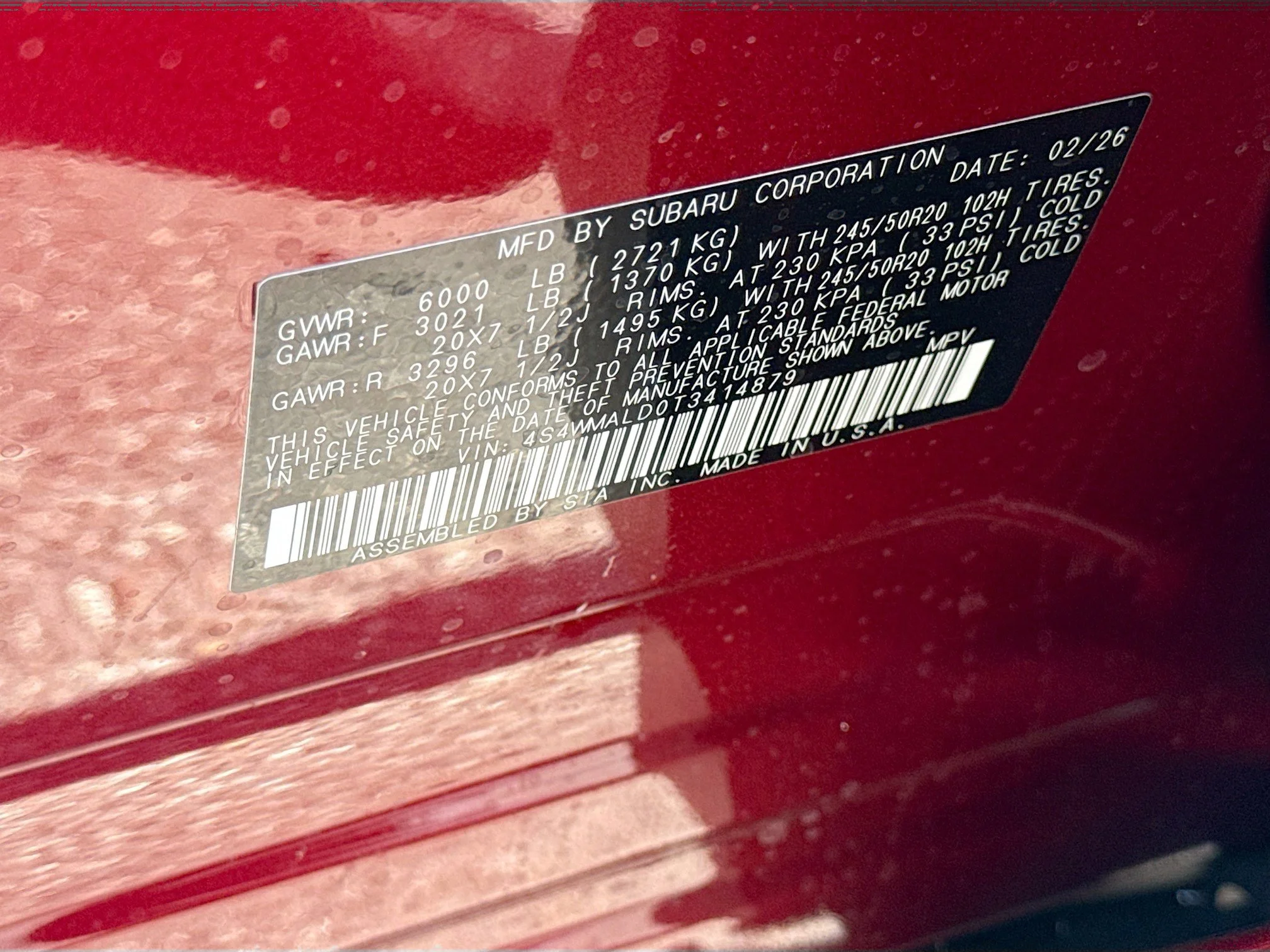 New 2026 Crimson Red Pearl Subaru Onyx Edition Touring image 43