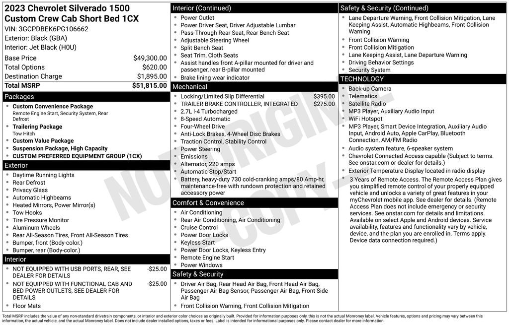 Used 2023 Black Chevrolet Custom image 2