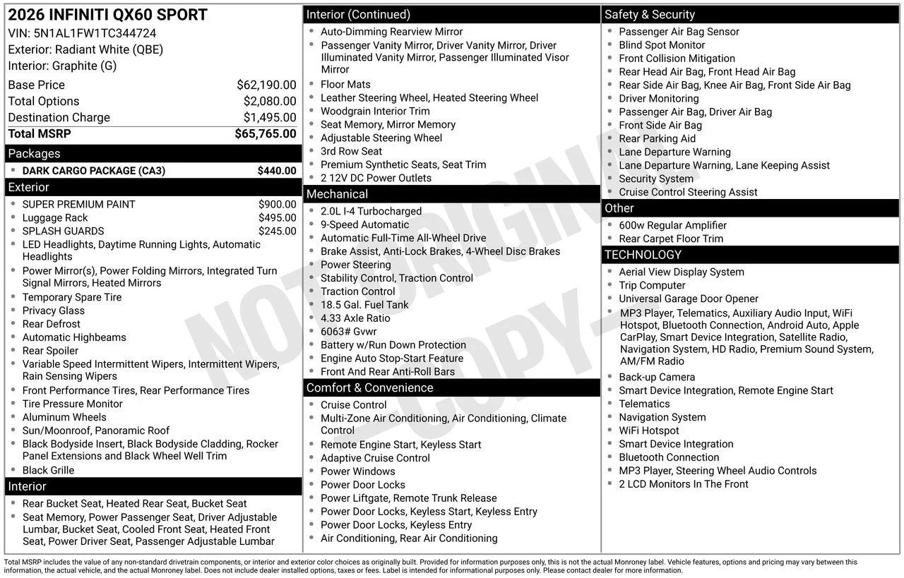 Certified Used 2026 Radiant White INFINITI SPORT image 35