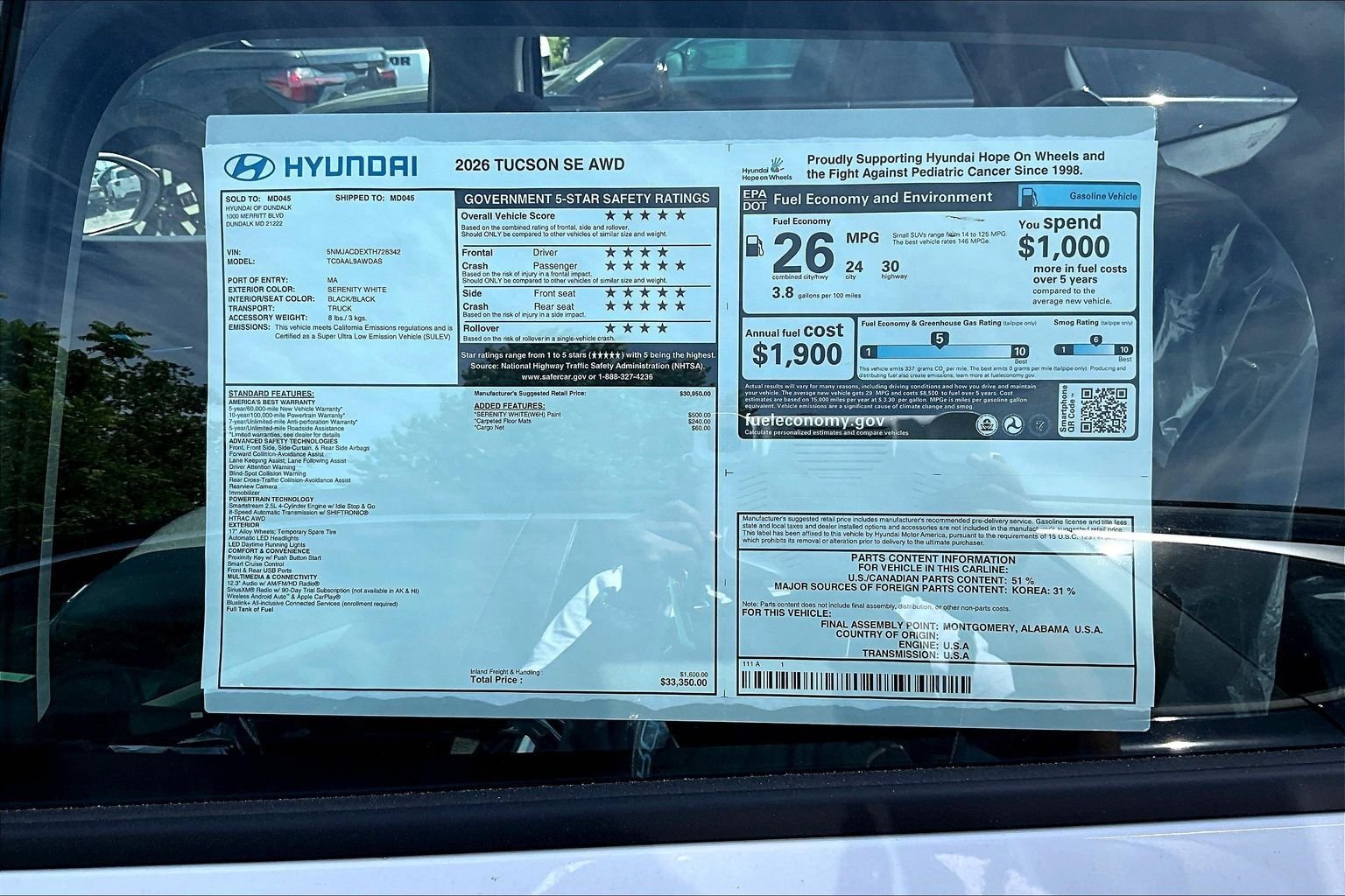 New 2026 White Hyundai SE AWD image 17