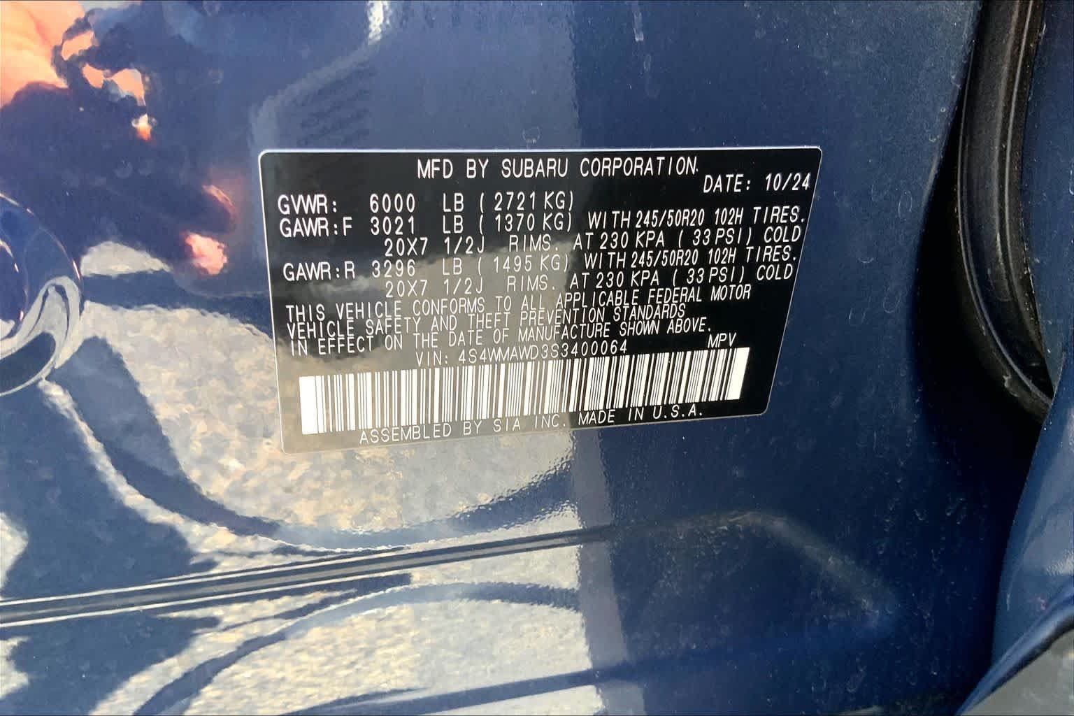 Used 2025 Cosmic Blue Pearl Subaru Onyx Edition Touring image 34