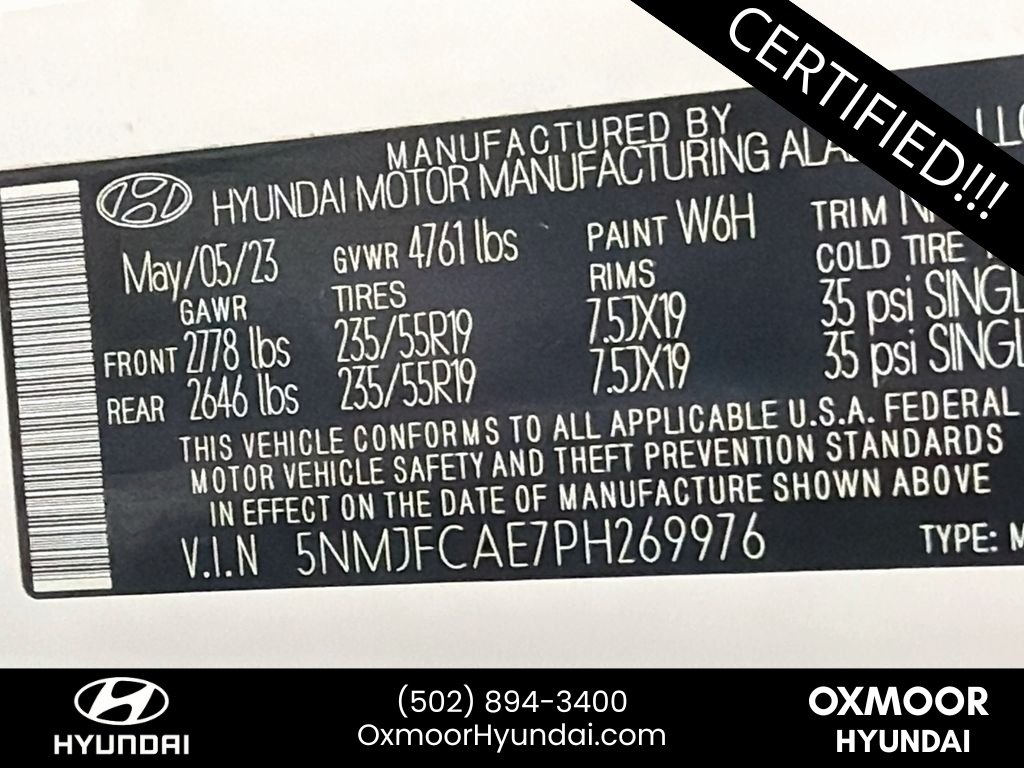 Certified Used 2023 Serenity White Pearl Hyundai SEL image 33
