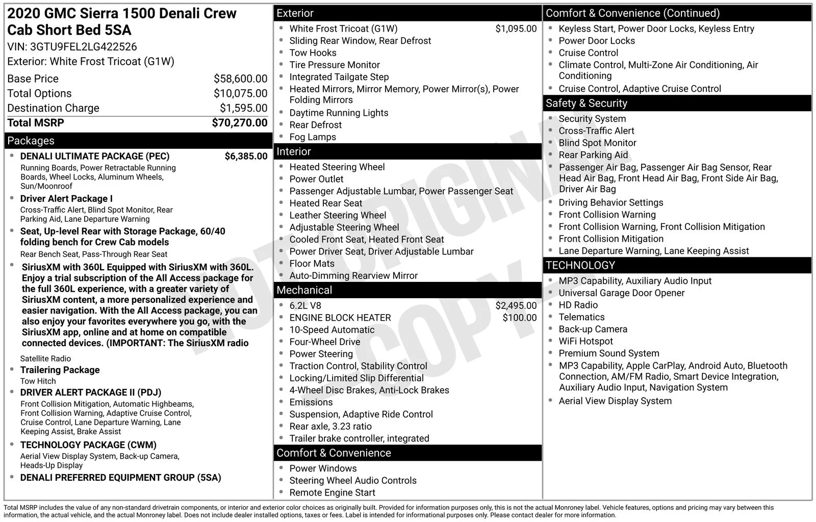 Used 2020 GMC Sierra 1500 Denali Denali with VIN 3GTU9FEL2LG422526 for sale in Brainerd, Minnesota