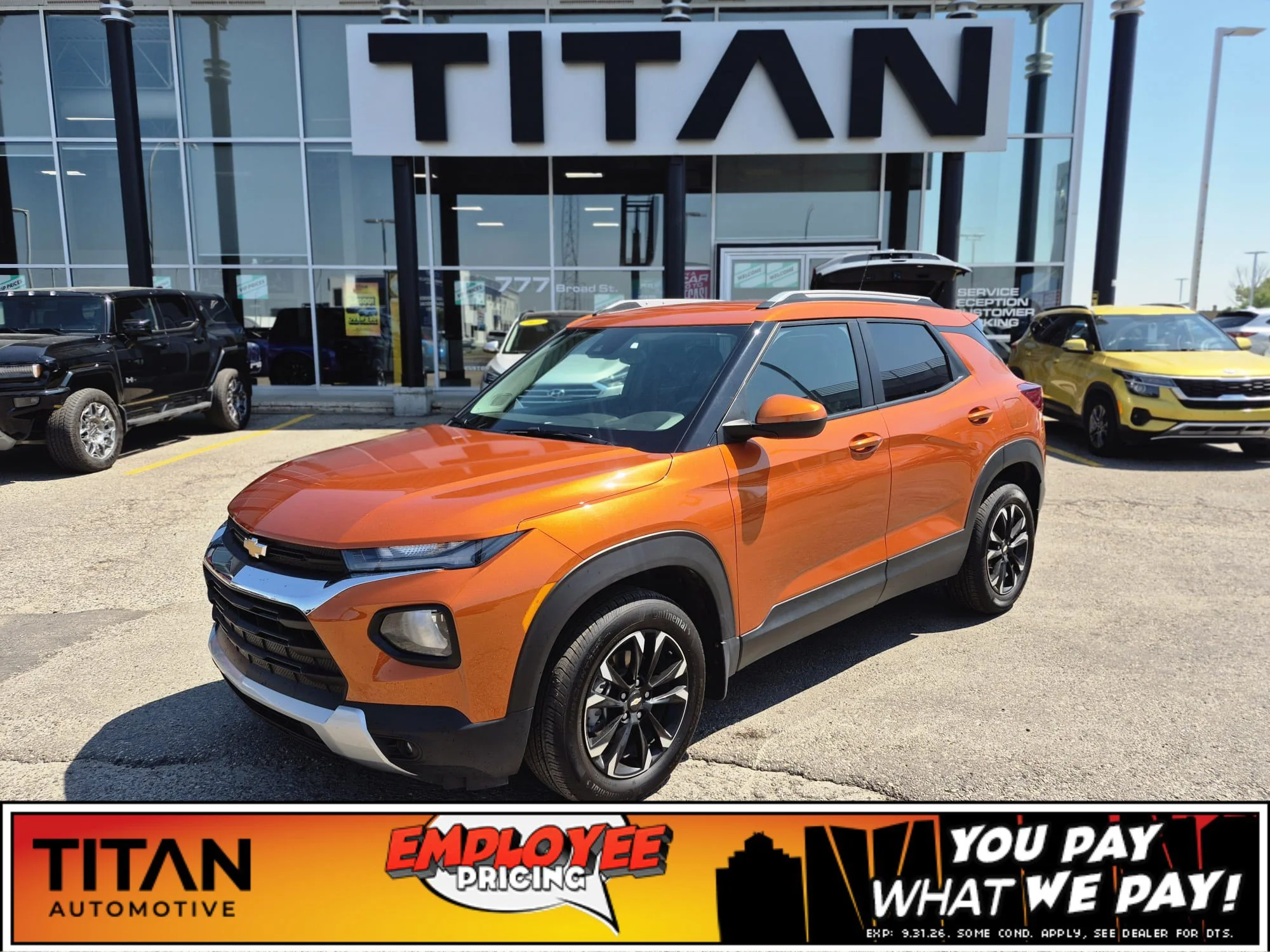 Certified Used 2023 Vivid Orange Metallic Chevrolet LT AWD*Htd Seats | Remote Start | Lane Keep Assist | Park Assist | CarPlay | Blind Spot Detection image 1
