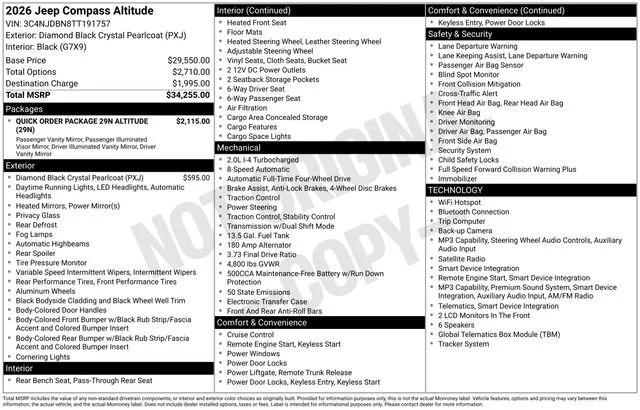 New 2026 Diamond Black Crystal Pearlcoat Jeep Latitude image 20