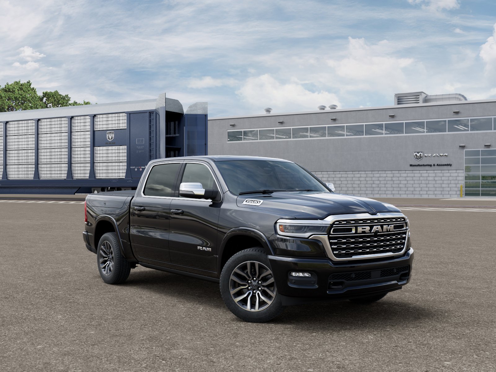 New 2026 Diamond Black Crystal Pearl-Coat Exterior Paint RAM Longhorn image 3