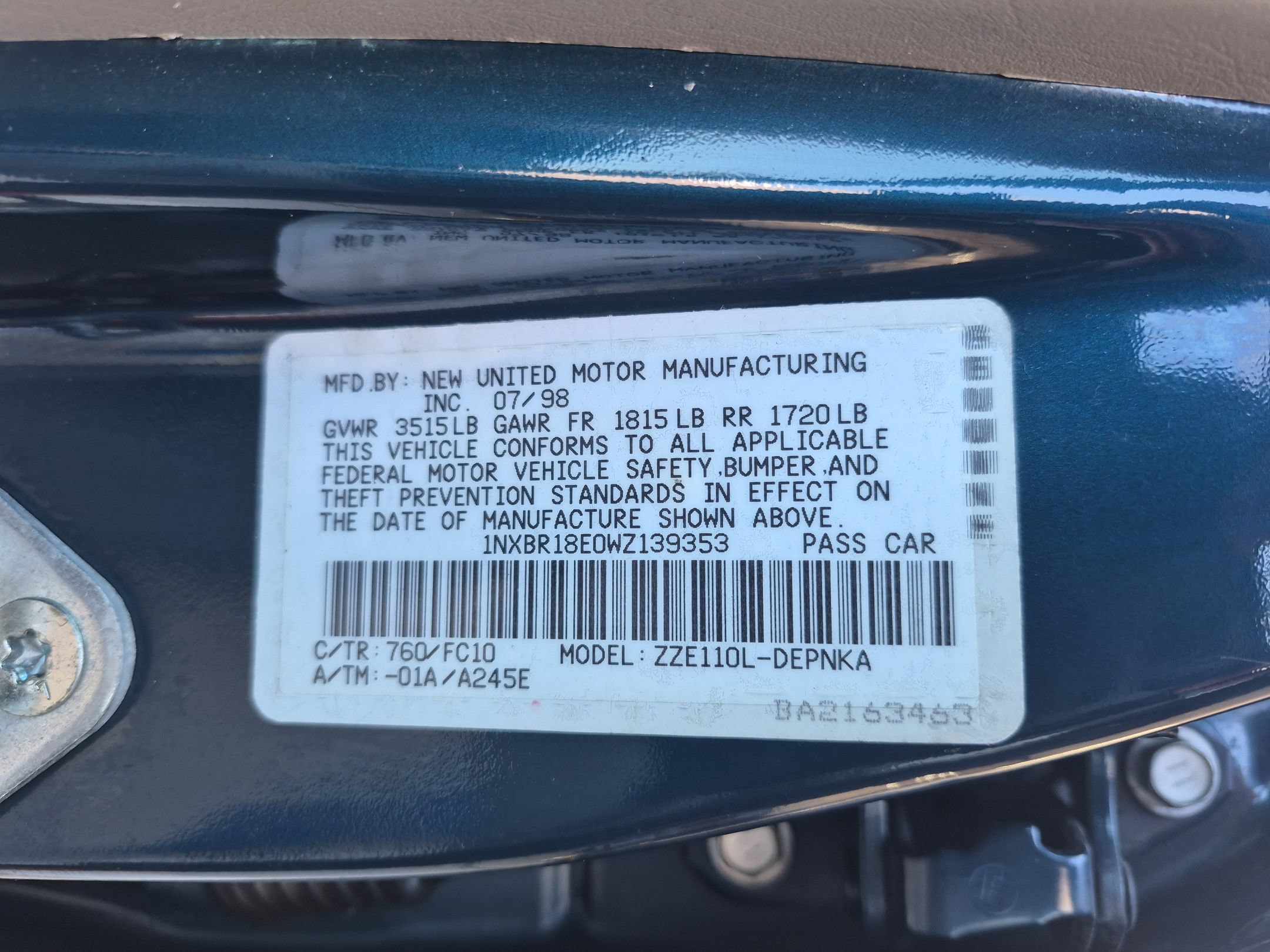 Used 1998 Brilliant Blue Pearl Toyota LE image 28