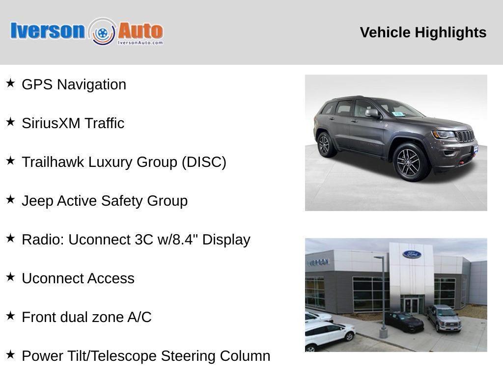 Used 2017 Jeep Grand Cherokee Trailhawk with VIN 1C4RJFLT2HC666154 for sale in Huron, SD