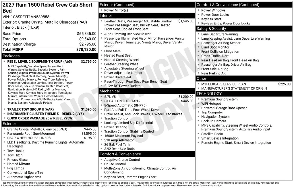 New 2027 Granite Crystal Metallic Clear-Coat Exterior Paint RAM Rebel image 6