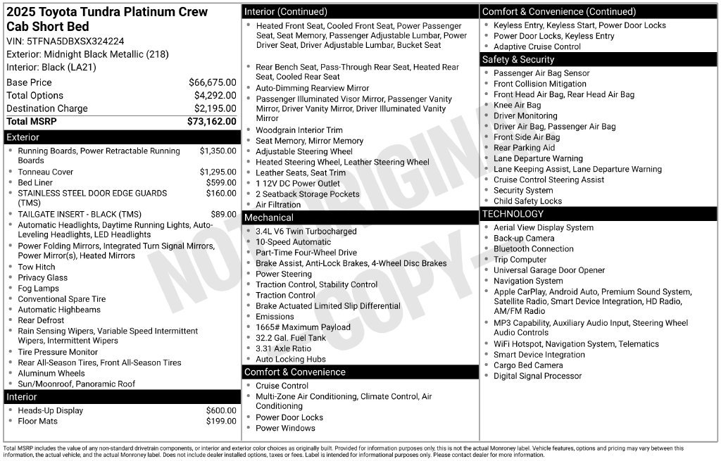 Certified Used 2025 Black Toyota Platinum image 6