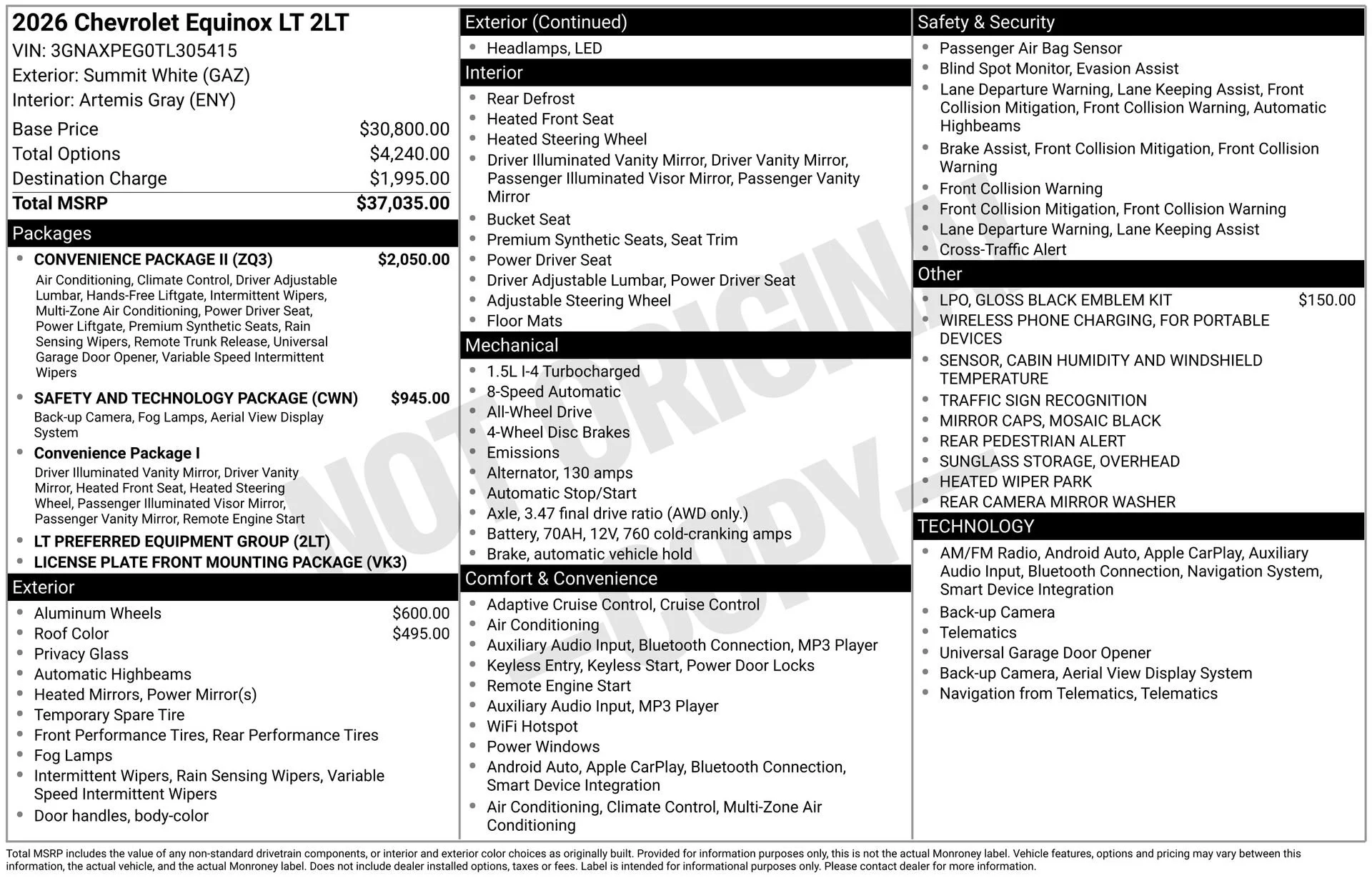 New 2026 Summit White Chevrolet LT image 3