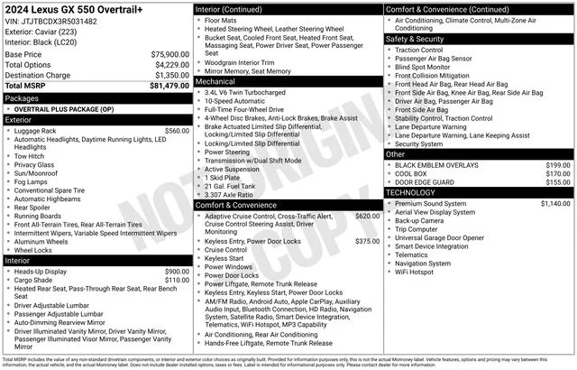Used 2024 Black Lexus 550 Overtrail+ image 5